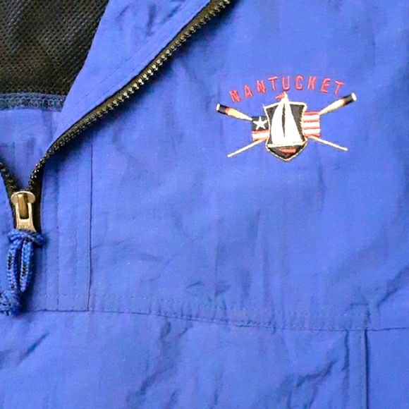 Cheyenne River Rain Jacket Hoodie Blue Nantucket Sailng Team Emblem Size Large - Picture 11 of 12